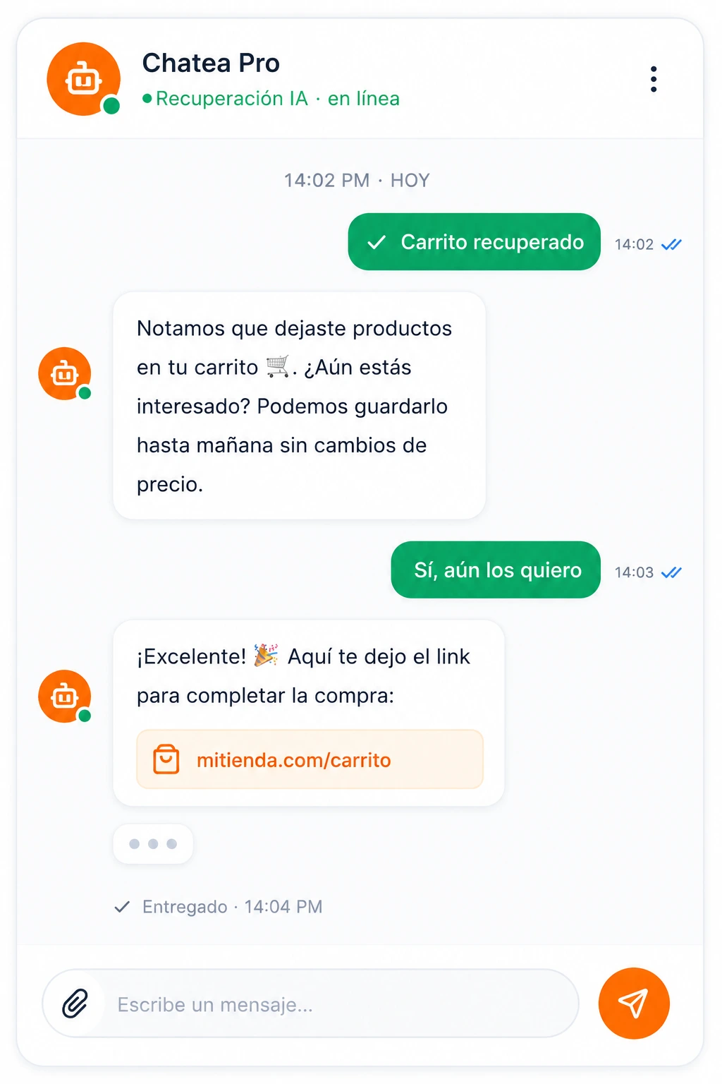 Recuperación de carritos y formularios abandonados por WhatsApp